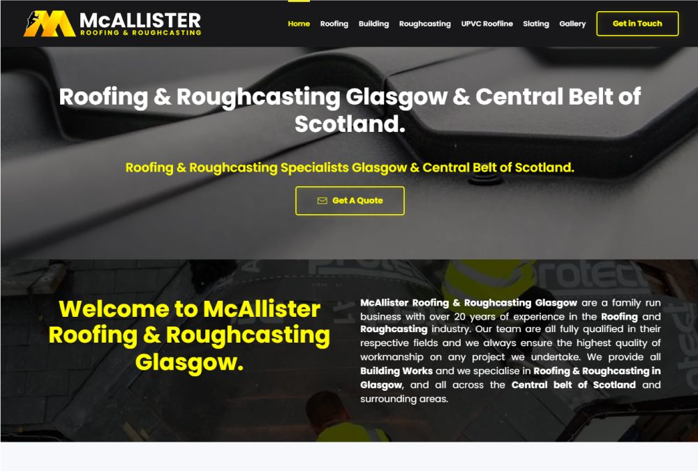 Website Design Coatbridge, Lanarkshire, Glasgow, Edinburgh, McAllister Roofing & Roughcasting